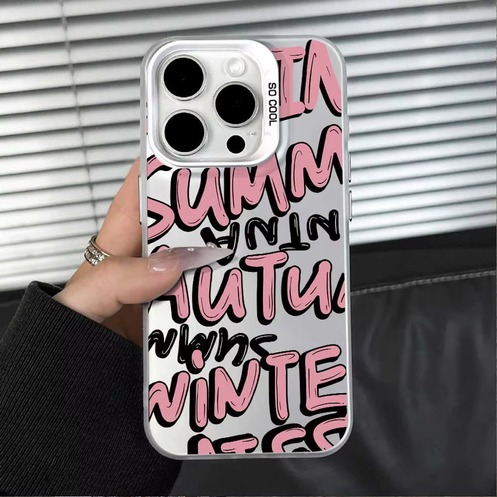 Case for Iphone 16 15 14 13 12 11 Pro Max 16 plus 15+ 14+ X XS Max XR 7 8 plus SE 2020 2022 2023 Silver IMD Phone Cover Casing